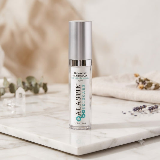 ALASTIN Restorative Skin Complex, ALASTIN Skincare serum, ALASTIN face serum, Restorative Skin Complex 1.7 oz, anti-aging face serum, ALASTIN anti-aging skincare, premium facial serum, skincare treatment, skin rejuvenation serum, luxury skincare