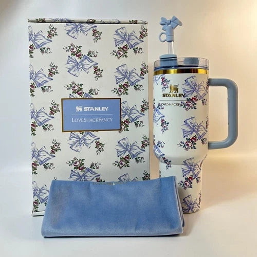 Stanley x LoveShackFancy tumbler, Stanley 40oz tumbler, LoveShackFancy 40oz tumbler, Stanley Rosa Beaux Blue, Holiday Rosa Beaux Blue tumbler, Stanley Holiday tumbler, Stanley floral tumbler, Stanley gift box tumbler, 40oz insulated tumbler, Stanley reusable cup, LoveShackFancy Stanley cup, Stanley collectible tumbler, limited edition Stanley tumbler, blue Stanley tumbler, gift tumbler, Stanley water cup
